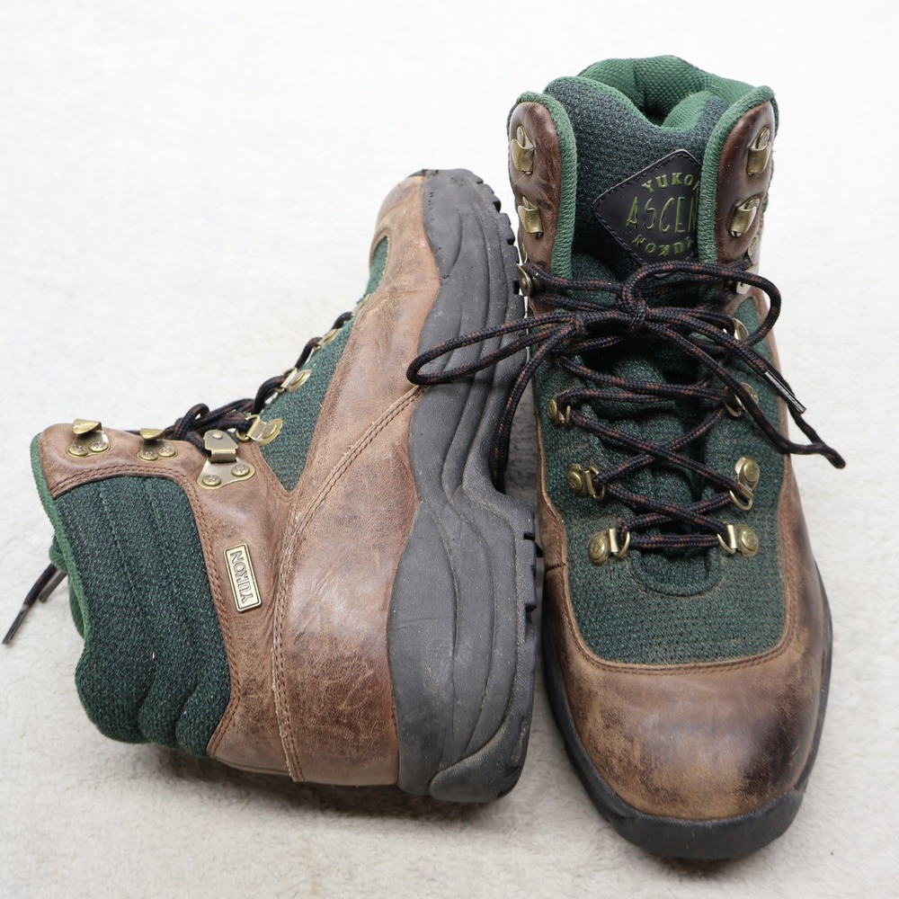 Yukon Mens 11M Hiking Boots Brown Expedition Leather Rugged Trail Mesh Outdoor
